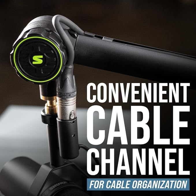 Shure by Gator Deluxe Articulating Desktop Podcasting Mic Boom Arm with Cable Management Channel; (SH-BROADCAST1)