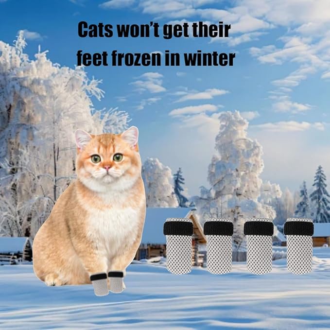 4 PCS Socks to Prevent Licking Paws Cat Claw Caps Booties and Paw Protectors for Hardwood Floors Anti Slip Hot Pavement Grippy Senior Grip Boot Zapatos para Perros Scratching Small Cats Mittens Shoes