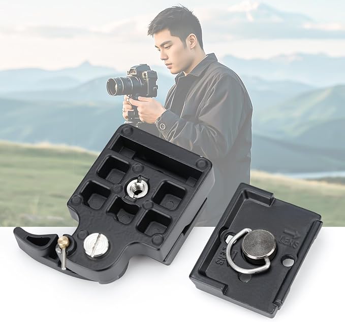 koolehaoda Camera Quick Release Plate 323 RC2 Aluminum Rapid Connect Adapter with 1/4" and 3/8" Screw Mount Plate Fit for Manfrotto Tripod Monopod Head