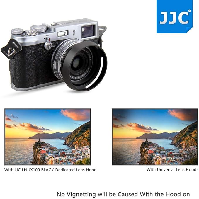JJC Metal Lens Hood Shade Protector with 49mm Filter Adapter Ring for Fujifilm X100VI X100V X100F X100T X100S X100 X70 Replaces Fujifilm LH-X100 Lens Hood & AR-X100 Filter Adapter Ring/Black