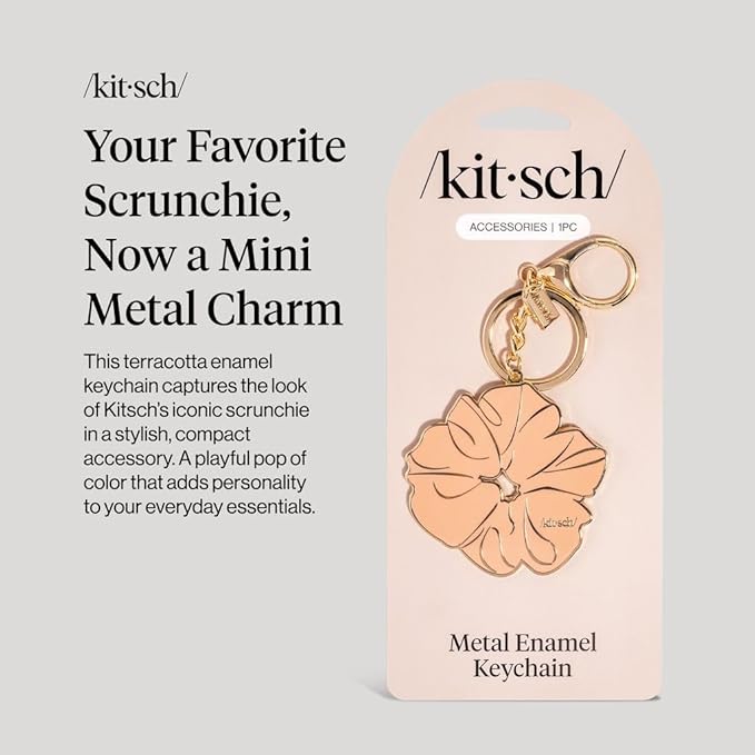 Kitsch Cute Keychain For Car Keys - Bag Charm for Handbags | Premium Zinc Alloy & Enamel Paint | Durable, Lightweight, Stylish Kawaii Keychain Charm, Teen Girl Gifts Trendy Stuff- Terracotta Scrunchie