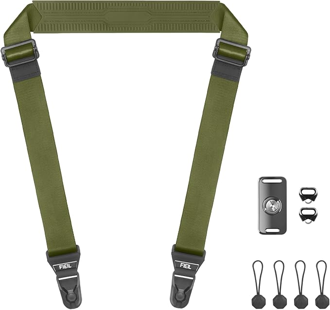 FIEIL Camera Shoulder Strap with Quick Release Plate, 1.5''Wide Universal Camera Neck Strap, Smooth and sturdy, Equipped with Comfortable Silicone Shoulder Pad for Photographers(Moss Green)