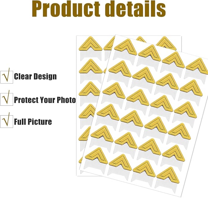 120 Pack Photo Corners Self-Adhesive, Picture Corner Stickers for Scrapbooking, Guestbook, Memory Scrapbook (Gold)