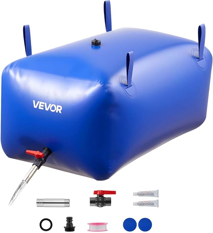 VEVOR Water Storage Bladder 63.4 Gallon Large Capacity Water Bag, Portable & Collapsible Soft Waters Container, Leakproof & Tear-Resistant PVC Emergency Waters Storage Tank for RV Truck & Outdoor Use