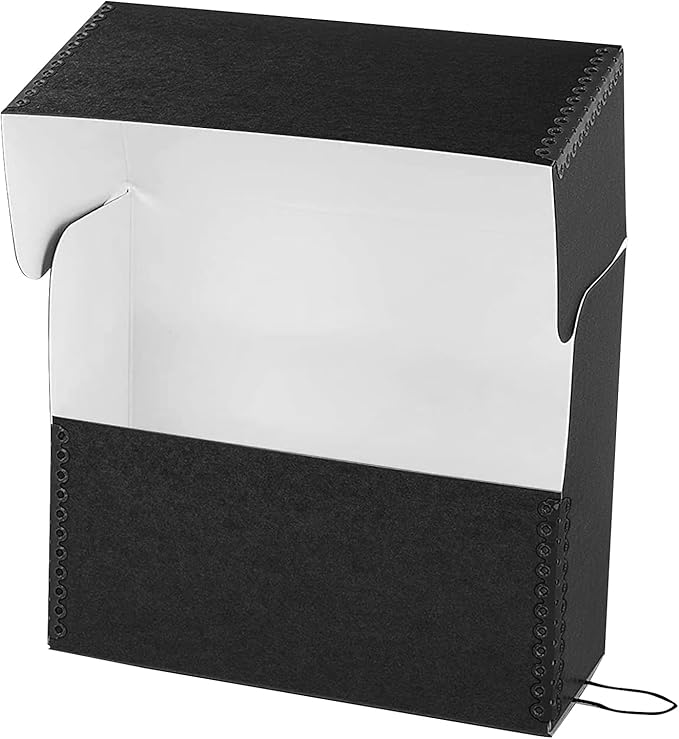 Lineco Archival Document Storage Box with Metal Edge, Acid-Free Black Boxboard, Organize and Store Files, Prints, Photos, Legal-Sized Case 15.5" x 10.5" x 5" Wide, Pack of 2