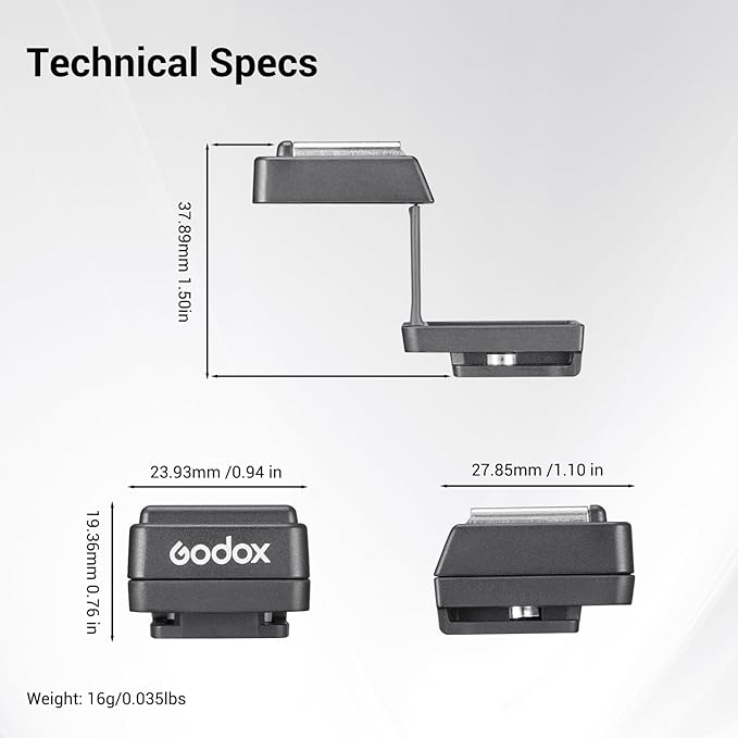 Godox FS-R Single Contact Foldable Flash Bracket, Anti-Collision Riser for Godox MF12/MF-12 & Other Single Contact Mini Flash, Max Load 78g, Foldable Design for Portable Macro Photography