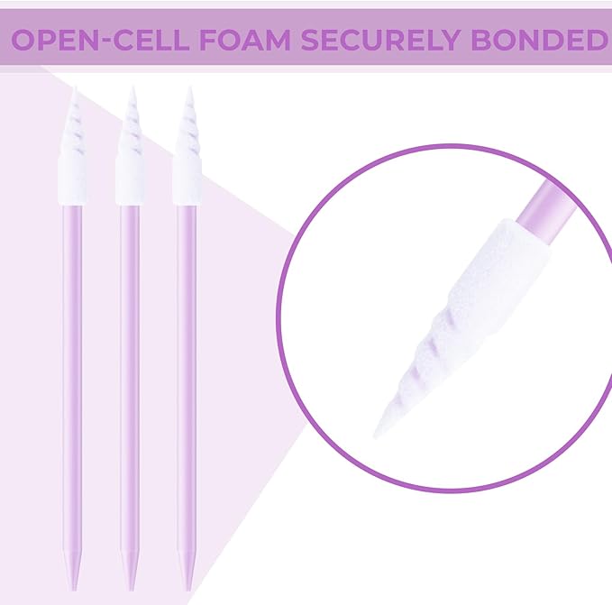 Chinco 200 Pieces Cleaning Swab Sticks Sponge Foam Tip Swabs for Inkjet Printer, Print Head, Camera, Optical Lens, Optical Equipment (Purple)
