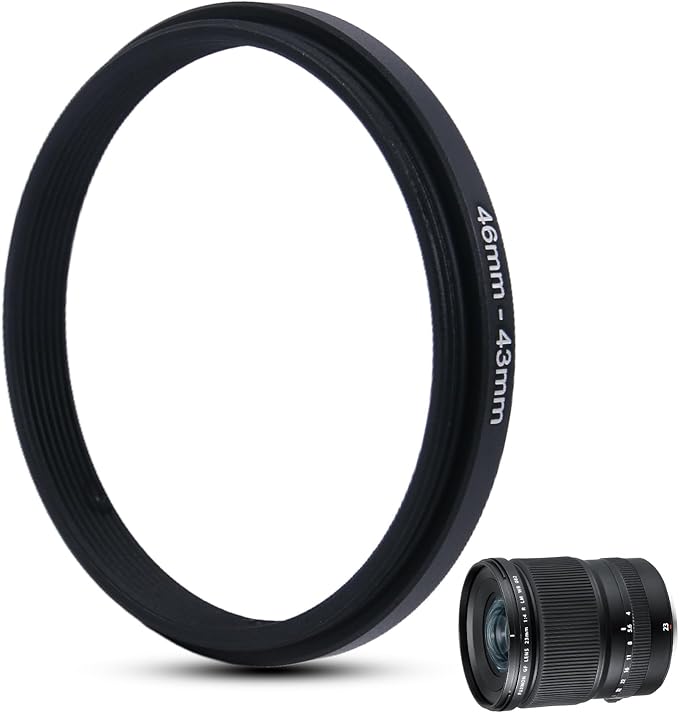 Metal Step Down Ring Filter Adapter - 46mm to 43mm - Metal Ring Step Down Rings Adapter Filter Compatible with All 43mm UV, CPL, ND, Lens Hood, Threaded Lens ect