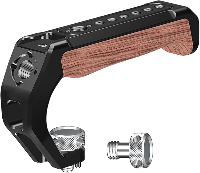 Camera Top Handle for DSLR Cameras1/4in and 3/8in Threaded Pins Cold Shoe Adapters for Creative Photography Expansion Wooden Camera Grip