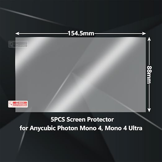5PCS Screen Protector for Anycubic Photon Mono 4, Resin 3D Printer Scratch Proof Screen Protector Film for Anycubic Photon Mono 4, Mono 4 Ultra Resin LCD 3D Printer