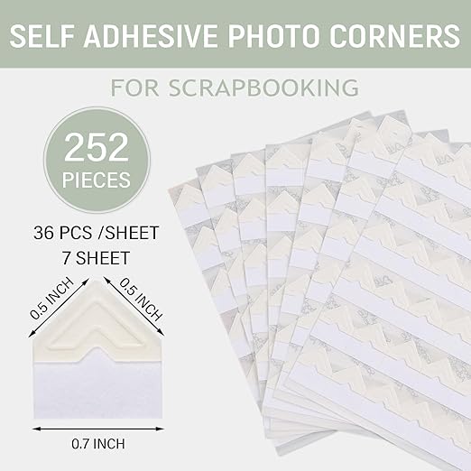 Lineco, Self Adhesive Photo Corners, Archival Quality Acid-Free, 0.5 Inch, Color Ivory (Pack of 252, Set of 1)