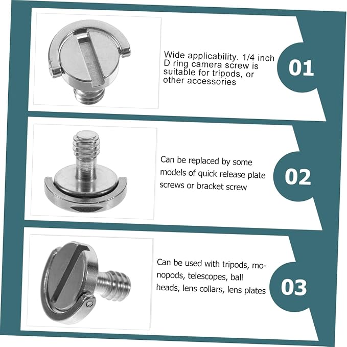 Generic Tripod Screw Mount Replacement 1/4 Inch Camera Mounting Screws d Ring Quick Release Plate Clamp