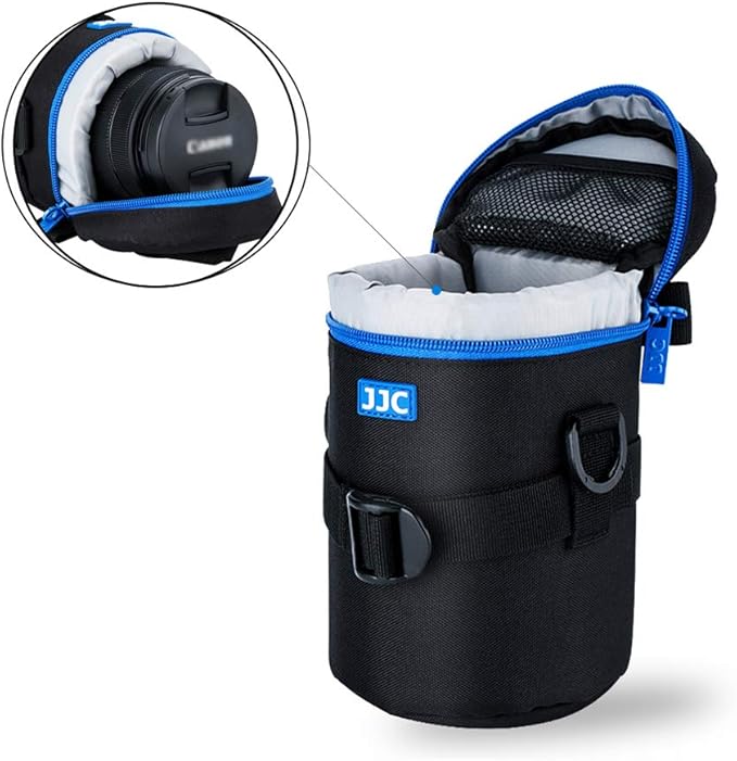 JJC Camera Lens Pouch Case for Canon RF 85mm EF-S 55-250mm EF 24-70mm Nikon Nikkor AF 70-300mm & More, Zipper Polyester Lens Protective Bag Interior Size 3.1x6.1”