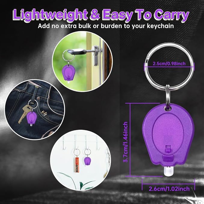 10 Pack Ultra Bright Mini LED Keychain Flashlight, Small Key Ring Flashlight, Portable LED Keychain Light for Outdoor Activities Emergency Light - Pueple Shell