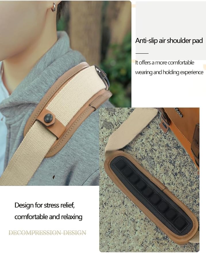 VueFoto Camera Messenger Bag,Vintage Leather Flip-top Waterproof Camera Bag,Compatible with Canon,Nikon,Sony SLR/DSLR Mirrorless Cameras For Women and Men (Orange, Small)