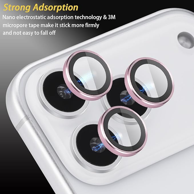 Camera Lens Protector for iPhone 17 Pro/17 Pro Max, Aluminum Alloy Tempered Glass Lens Protector with Installation Frame Fits for iPhone 17 Pro/17 Pro Max (Pink)