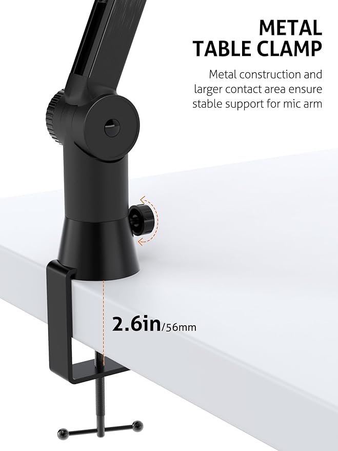 SUNMON HyperX QuadCast Boom Arm - Upgraded Heavy Duty Mic Arm with HyperX QuadCast Pop Filter, 360° Rotatable Microphone Arm for QuadCast S