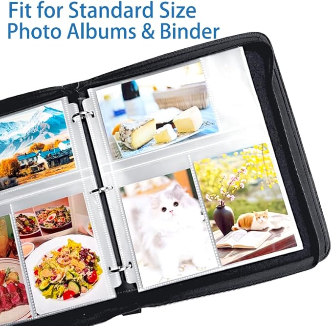 4x6 Photo Sleeves Clear for 3 Ring Binder (240 Pictures), Heavy Duty Plastic Album Refill Pages, Postcards Page Protectors 40 Pack