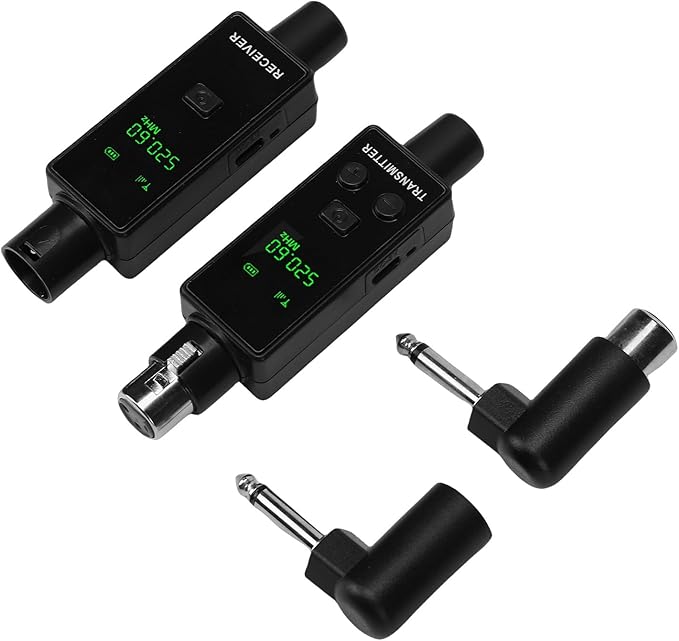 Bewinner 2.4GHz Wireless Microphone System, XLR Transmitter & Receiver, 24Bit/48kHz, Plug & Play Wireless Mic Adapter for Camera, PA, Mixer, Studio, Live Streaming (1 for 1)