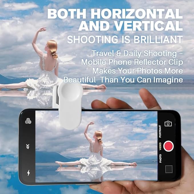 Mirror Reflection Clip - Capture Stunning Reflections Instantly, Easy Clip-On Design for Travel & Selfie Photography, Portable Phone Lens for Social Media Creators & Photography Enthusiasts