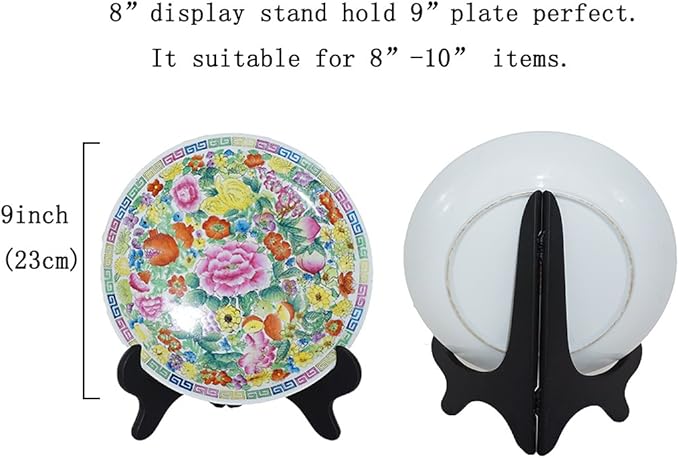 Artliving Black 8" Wood-Like Plastic Easels Plate Display Stands Picture Frame Stand Holder-Set of 4