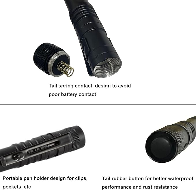 Pen Flashlight, Led Mini Penlight Super Bright Pocket Clip Pen Light Compact Flashlight for Inspection, Repair, Camping, About 1000 Lumens IPX5 Powered by 2*AAA Battery(not included) set 6pcs