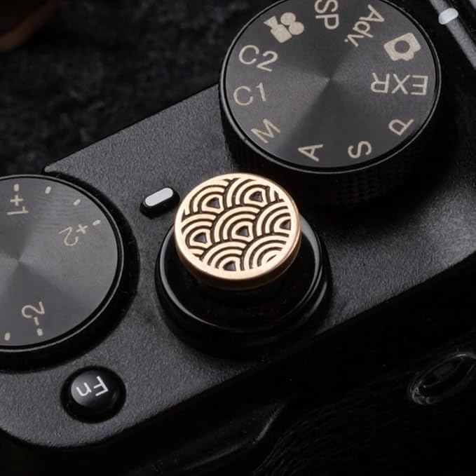 DBZZ Wave Pattern Camera hot Shoe Cover Camera Shutter Button for Fujifilm X-T50 X-S20 X-S10 X-T4 XT30 for Nikon Z6iii Z7 Z30 Z50 ZF (Brass YH Button)