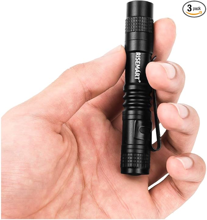 RISEMART Super Small Mini Flashlight AAA 100 Lumens Ultra Bright LED Pen light Pocket Clip Tactical Torch Lamp(3.5")