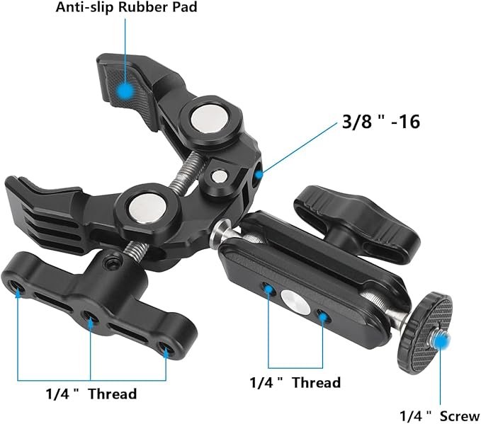CAMVATE Super Crab Gripper Clamp with Mini Magic Arm for Action Cameras- 3501