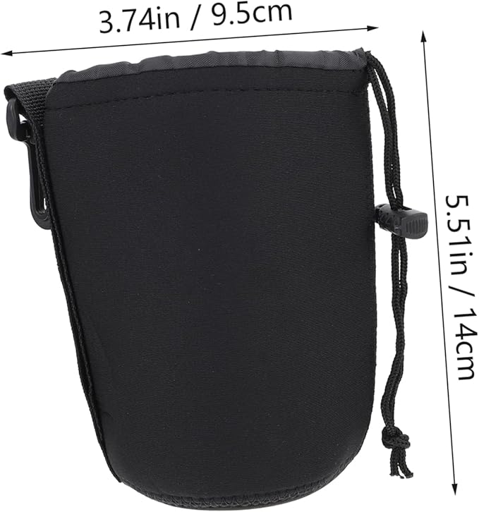 Camera Lens Bag 2Pcs Neoprene Padded Lens Pouch with Drawstring Protective Case for Dslr Lenses 5.5 X 3.7 X 3.7 Inch Compact Storage