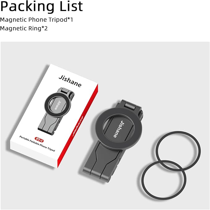 Magnetic Tripod for iPhone -Adjustable Foldable Phone Tripod Stand for Video Recording, Magnet Mount Pocket Cell Phone Stand for iPhone 17/16/15/14/13/12 Plus Max for Gym Tablet Tripod for Travel