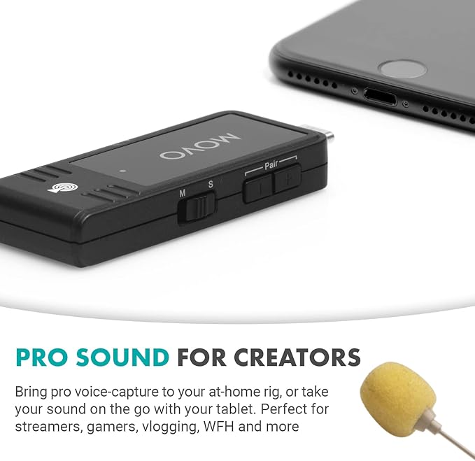 Movo WMX-1-UH USB-C Wireless Headset Microphone - USB Wireless Headset Microphone for Computers, Smartphones, and Tablets
