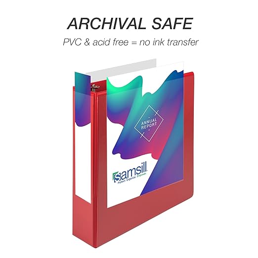 Samsill Durable 2 inch 3 Ring Binder, Made in USA, D Ring Binder, FSC 100% Recycled Chipboard, Red