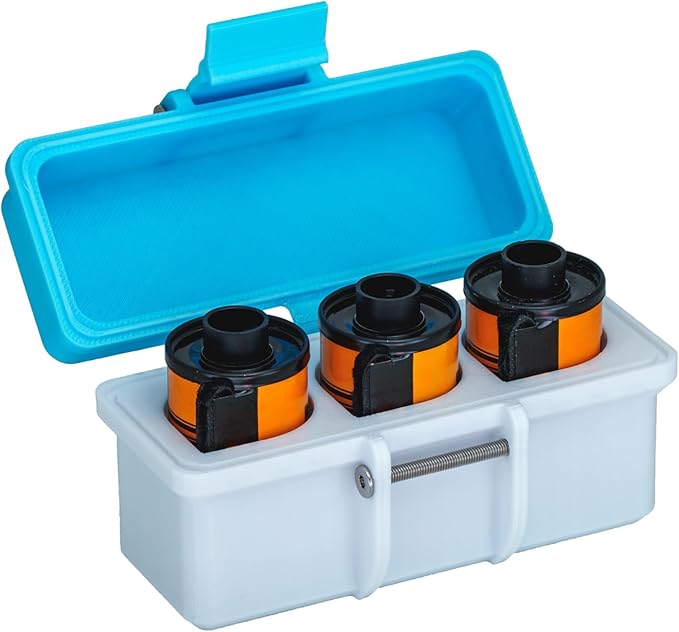 Kcmssertkir Film Box/135 Film Case -for 3 Rolls of 35mm Films ，to Sort & Enjoy & Safeguard Film, 3D printing technology（Blue）