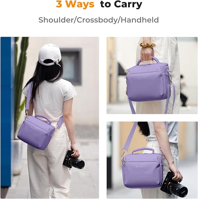 K&F CONCEPT Camera Sling Bag Small Crossbody Camera Case DSLR/SLR/Cute Compact Shoulder Photography Bags for Photographers-Purple