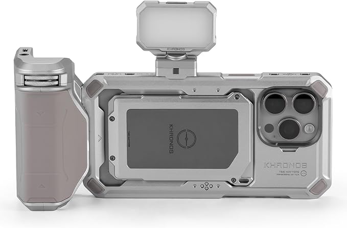Tilta Khronos Basic Kit Compatible with iPhone 15 Pro Max - Titanium White | Phone Case, Cooling Fan, ND Filter, PD Focus Handle