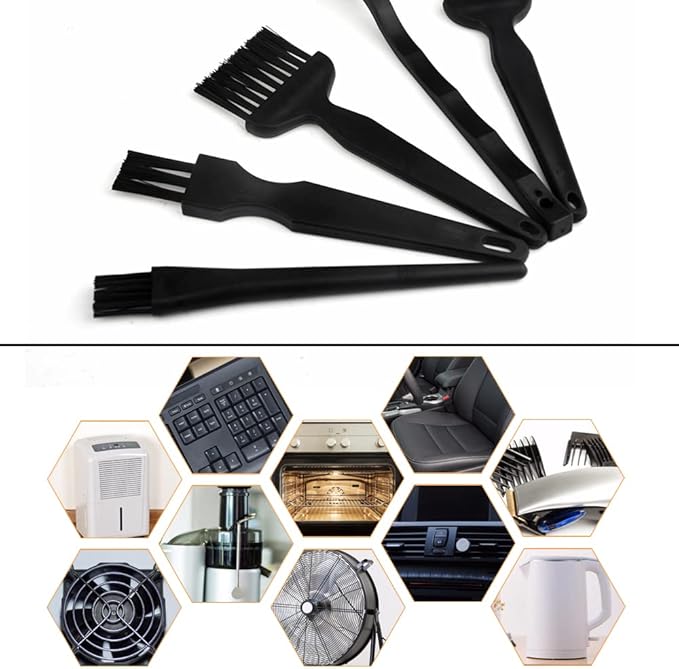 10 in 1 Portable Plastic Handle Nylon Anti Static Brushes Keyboard Cleaning Brush Kit for Cleaning Computer Keyboard Car Lab (Black)