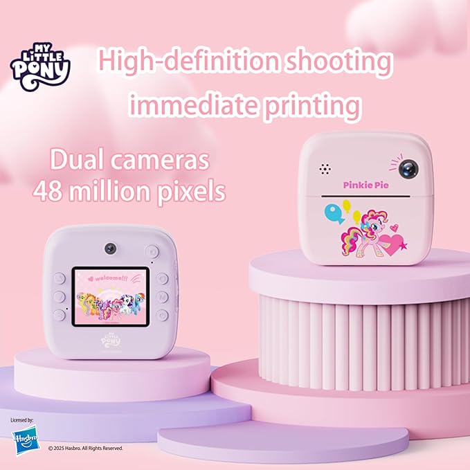 My Little Pony Rainbow Series Children Print Camera, Polaroid Camera for Kids, Kids Camera Instant Print,3 Year Old Girl Gifts,Pinkie Pie