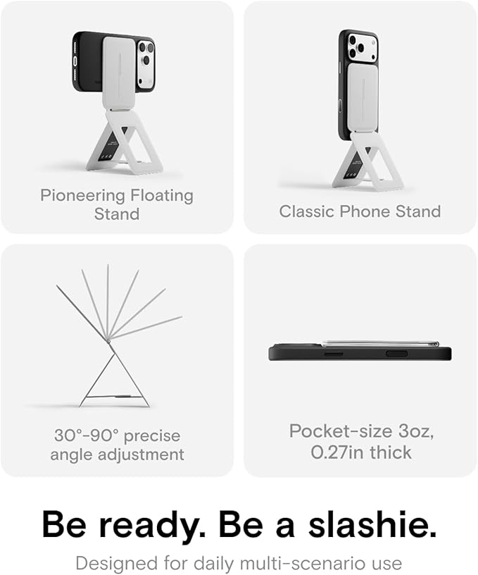 MOFT Phone Tripod Stand Selfie Stick for iPhone, Multi-Angles iPhone Stand, Lightweight & Portable Phone Holder, Strong Magnets, MOVAS Vegan Leather, Travel Essentials, Misty Cove (Without Card Slot)