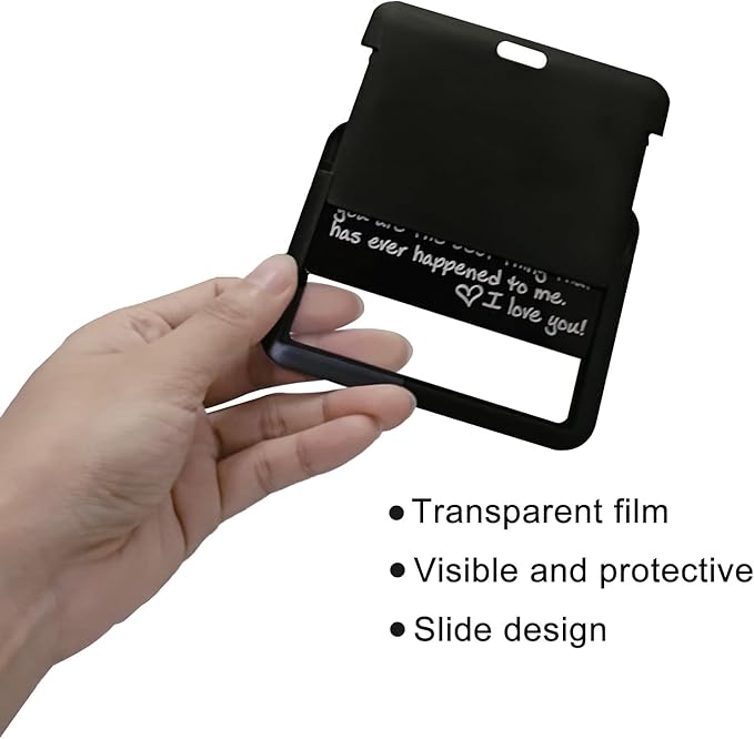 Larpur 2 Pack Horizontal ID Badge Holders Hard Plastic Card Cases with Clear ID Window for School, Office, Factory, Black