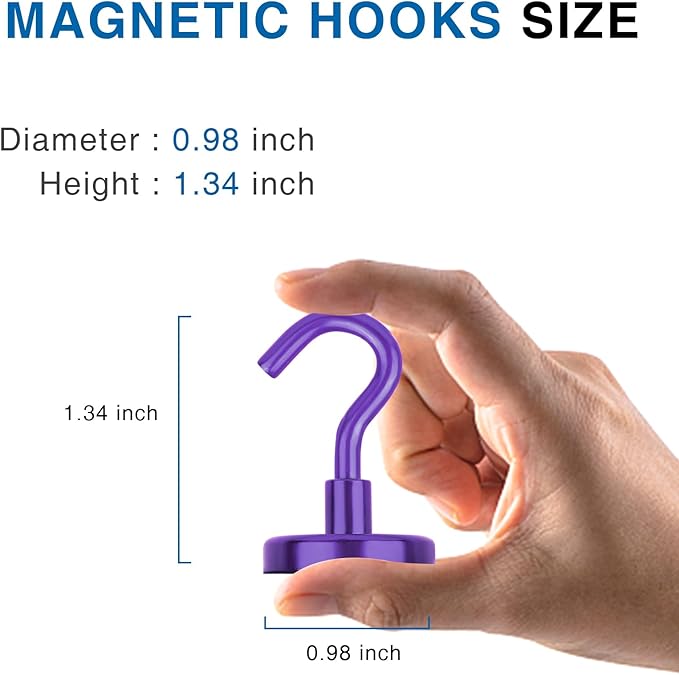 LOVIMAG Cruise Ship Essentials, 85Lb Magnetic Hooks for Cruise Cabins, Purple Strong Magnetic Hooks for Hanging, Refrigerator, Celling, Grill, Fridge, Kitchen-4Pack