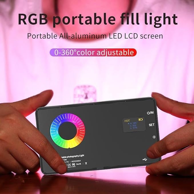 Metallic LED Selfie Light, Portable RGB Video Light, Rechargeable Dimmable Panel Lamp with Clip, Lights for Phone, Selfie Accessories