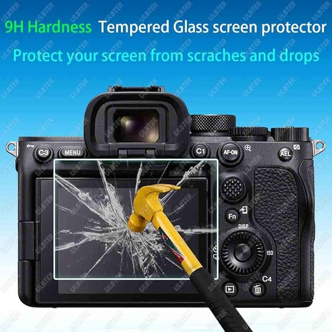 ULBTER Screen Protector for Sony Alpha A7S III A7S II A7SIII A7SII 7S III 7S IICamera & Hot Shoe Cover, Tempered Glass 0.3mm 9H Hardness Anti-Scrach Anti-Fingerprint Anti-Bubble [3 Pack]