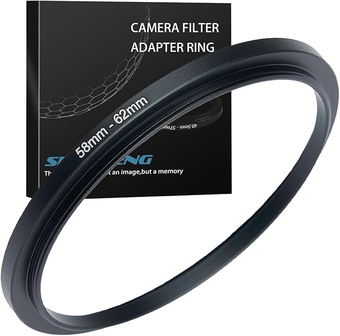 58mm to 62mm Step up Ring Filter Adapter Metal Ring Step up Rings Adapter Filter Compatible with All 62mm UV,CPL,ND,Lens Hood,Threaded Lens ect (58mm to 62mm)