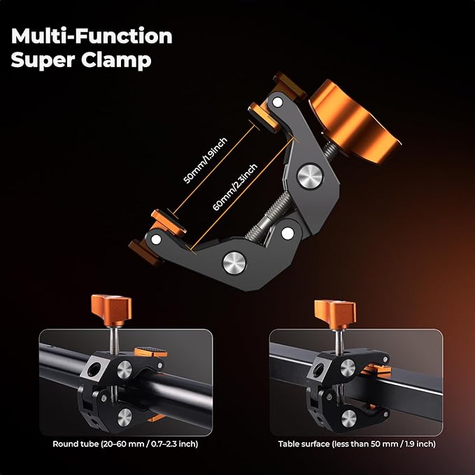 K&F CONCEPT 22" Magic Arm Clamp Kit, Overhead Desk Camera Mount, Long Articulating Friction Boom Arm for Phone, Action Camera, LED Light, Microphone