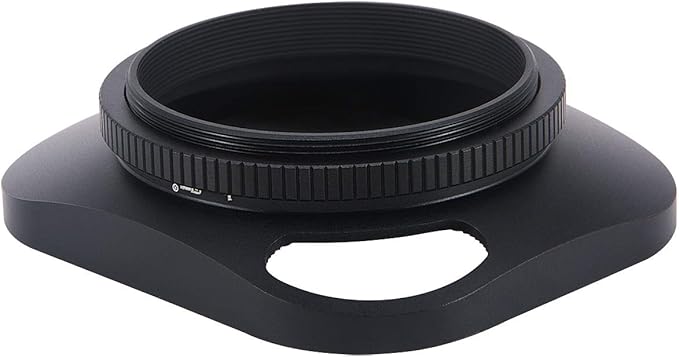 Haoge LH-B46P 46mm Square Metal Screw-in Lens Hood Hollow Out Designed with Cap for Leica Rangefinder Camera with 46mm E46 Filter Thread Lens Black