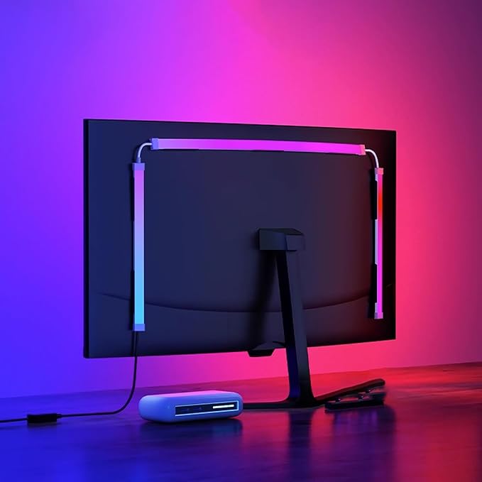 Monitor LED Backlights for PC/Mac, LED Strip Lights That Sync with Screen Color or Music, Computer Light Bar Behind Monitor, LEDs for Desk Gaming, USB Interface, Software Control (32 in)