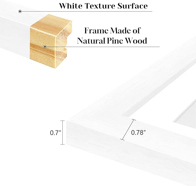 4"x6" Photo Collage Frame 5 Openings, 11"x14" Multi Picture Frame Collage Wall Decor, White Frame with White Mat, Wood