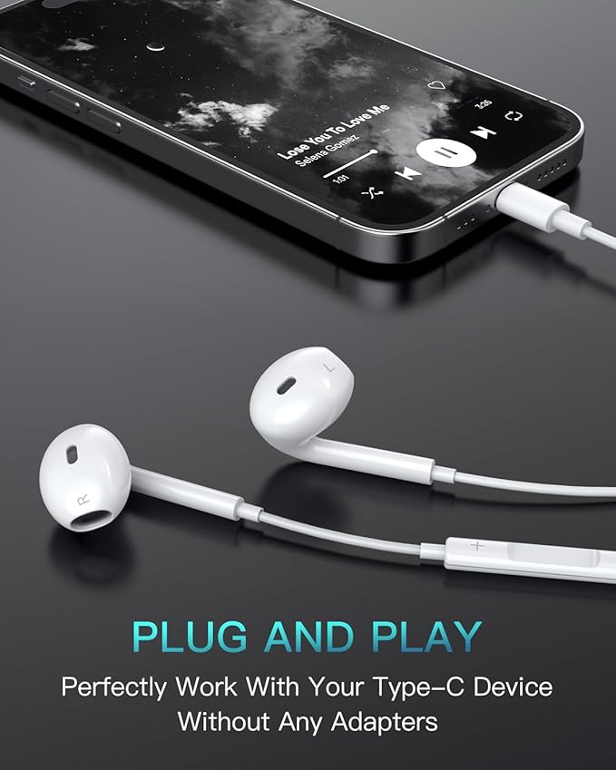 2 Pack Headphones Wired USB C for iPhone 16/17/15 Ultra Clear Calls&No Noise,Type C Earbuds Earphones Wired with Microphone Volume Control&Remote Control for iPhone 15/16/17 Pro Max Plus, iPad Pro