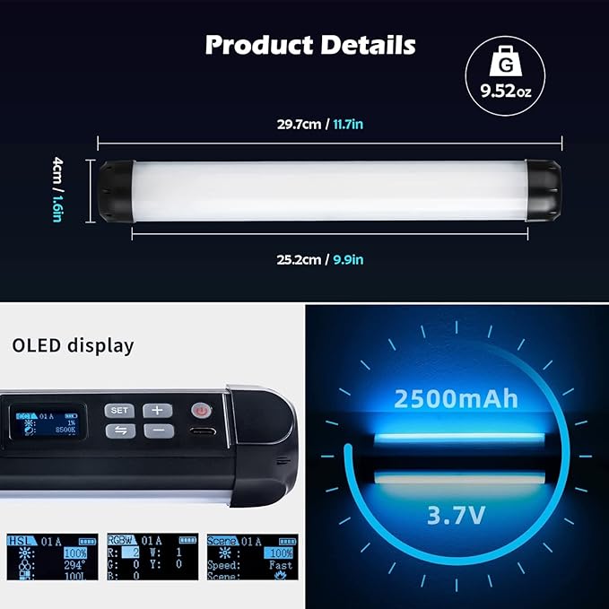Handheld Light Wand, K21 RGB Light Stick Tube, APP Control 2500K-8500K LED Light Stick Wand for Night Light Painting Photography Video Tiktok Vlog YouTube